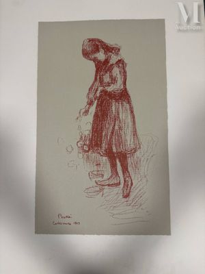 dessin représentant une femme tenant un seau d'eau à la main