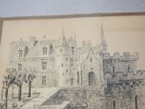 a picture of a drawing of a castle on the wall