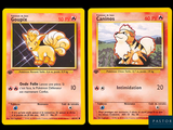 two pokemon cards with a picture of a cat and a dog on them