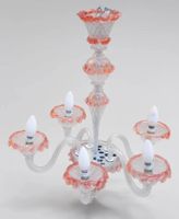 Lustre en cristal de Murano rose et blanc (photo 3)