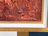 a picture of a painting of flowers in a gold frame