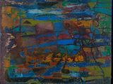 painting of a painting of a horse drawn carriage in a colorful landscape