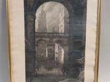 une photo en noir et blanc d'un vieux bâtiment avec une fontaine