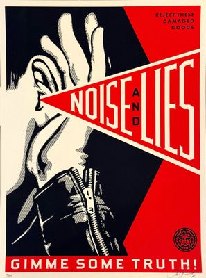 a red and black poster with a hand holding a cigarette