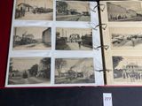 a book with pictures of buildings and people on the pages