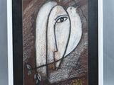 painting of a bird with a key in its beak and a key in its mouth