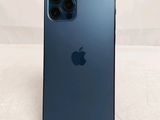 a close up of the back of a blue iphone 11