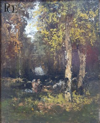 Ecole française, vers 1880 Promeneuses en forêt - Photo 1