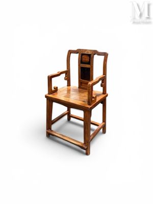 an image of a wooden chair sitting on top of a white surface
