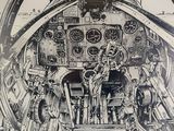 a drawing of a cockpit of a plane with a view of the cockpit