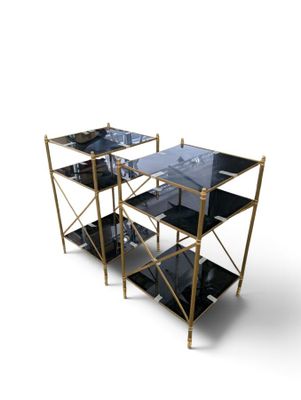 three shelves with glass top and gold metal legs