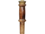 an image of a wooden table lamp with a metal pole