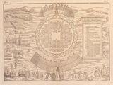 a drawing of a map of the world with a lot of people around it