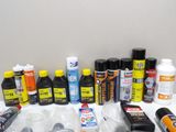 many different types of paint and other items on the table