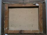 an old picture frame with a piece of paper taped to it