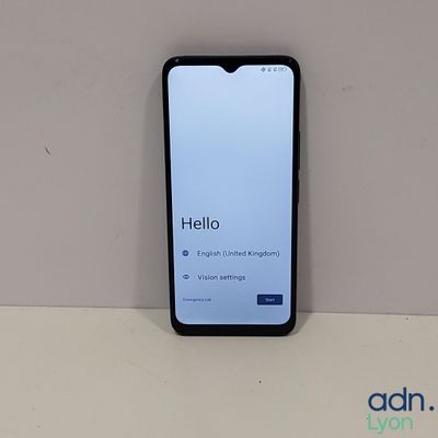 l'arrière d'un téléphone avec un bouton « Bonjour » sur l'écran