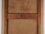 an image of a picture of a wooden frame with a tag on it