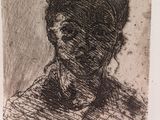un dessin en noir et blanc d'un visage de femme