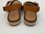 a close up of a pair of sandals on a white surface