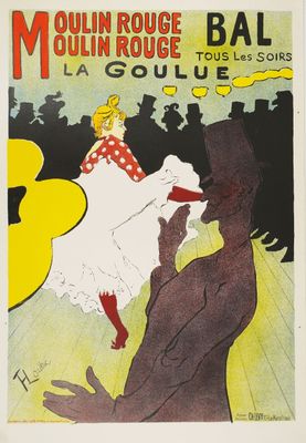a poster advertising moulinin rougee ball at the moulinin rougee in paris