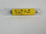 a close up of a yellow tube with a yellow label on it