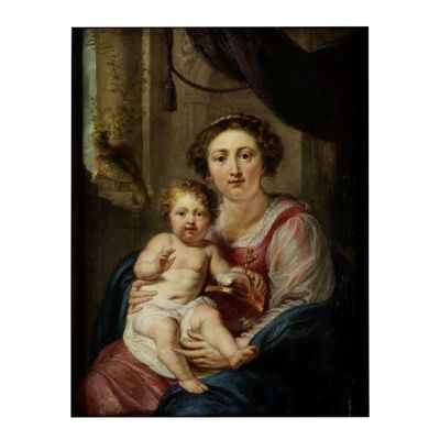 une image d'une peinture représentant une femme tenant un bébé