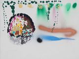 a picture of a painting on a wall with paint splatters