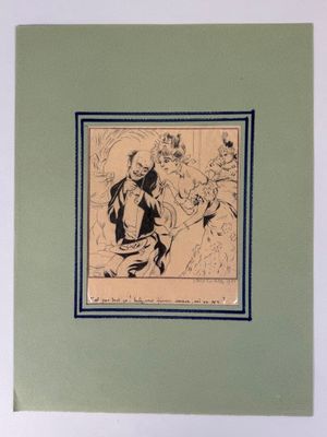an image of a drawing of a man and woman on a horse