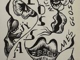 un dessin en noir et blanc représentant le visage d'une femme, sur lequel figurent des mots