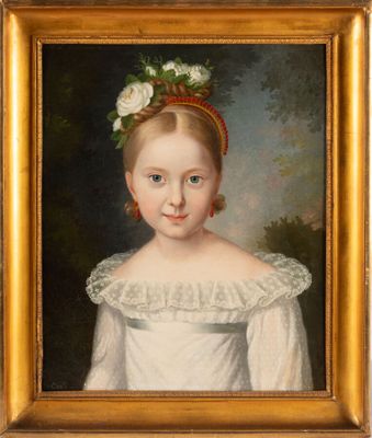 CIOR Pierre-Charles (1769-1840) : "Portrait de fillette au diadème et  - Photo 1