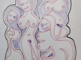 an image of a drawing of three women with long hair