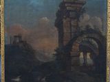 une image représentant un tableau d'un château situé sur une colline au bord d'une rivière