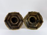 pair of antique brass hexagonal candlesticks