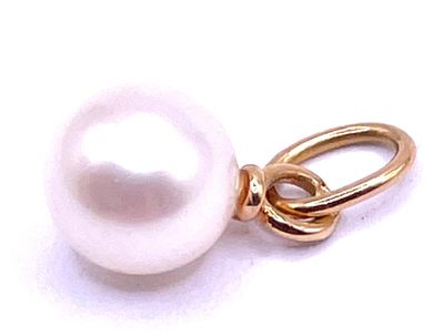 an image of a white pearl with a gold clasp on a white background