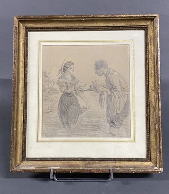 un dessin représentant deux femmes à vélo, dans un cadre doré