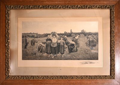 an old picture of a group of people standing in a field