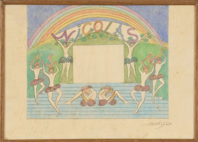an image of a drawing of a group of women in bathing suits