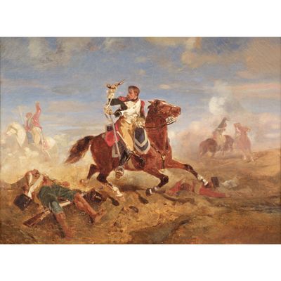 une image représentant un tableau où l'on voit un homme à cheval