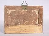 an old box with a metal handle on a white surface