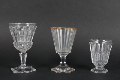 3 verres à pied anciens en cristal, XIXème s.