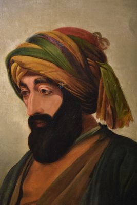 painting of a man with a beard and a turban