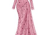 an illustration of a pink dress with flowers on it