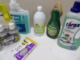 many different types of cleaning products on the counter