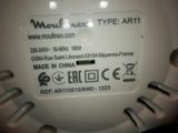 a close up of a white plate with a label on it