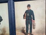 three framed pictures of men in military uniforms are on a wall
