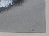 a picture of a painting of a cat sitting on the ground