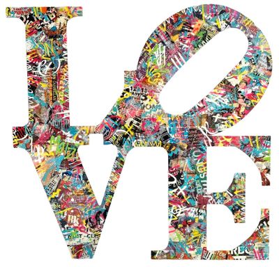the word love is made up of many different types of stickers