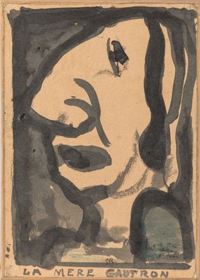 peinture représentant le visage d'une femme en noir et blanc, avec un oiseau perché sur sa tête