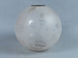 a white vase with a design on it on a blue background