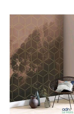 Papier peint type fresque en papier intissé Golden Grid de K…